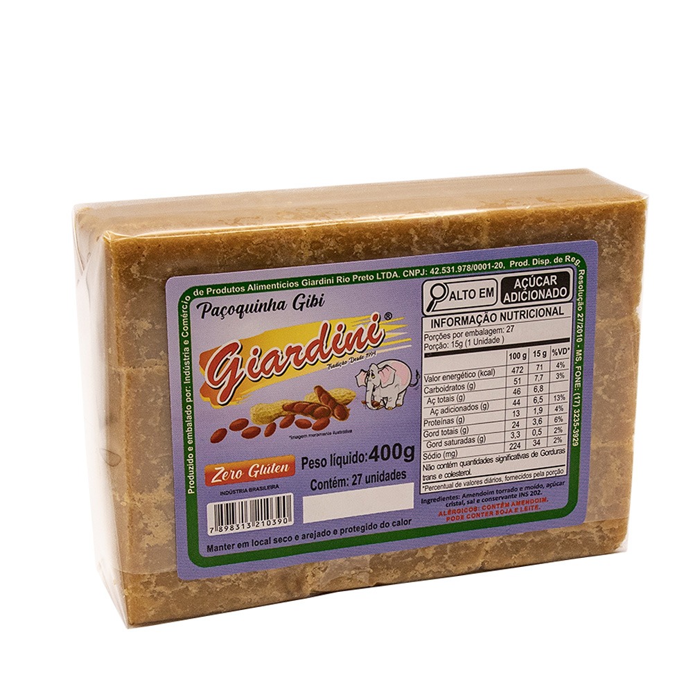 Paçoquinha Lisa (Gibi) - Barra Com 27 Unidades