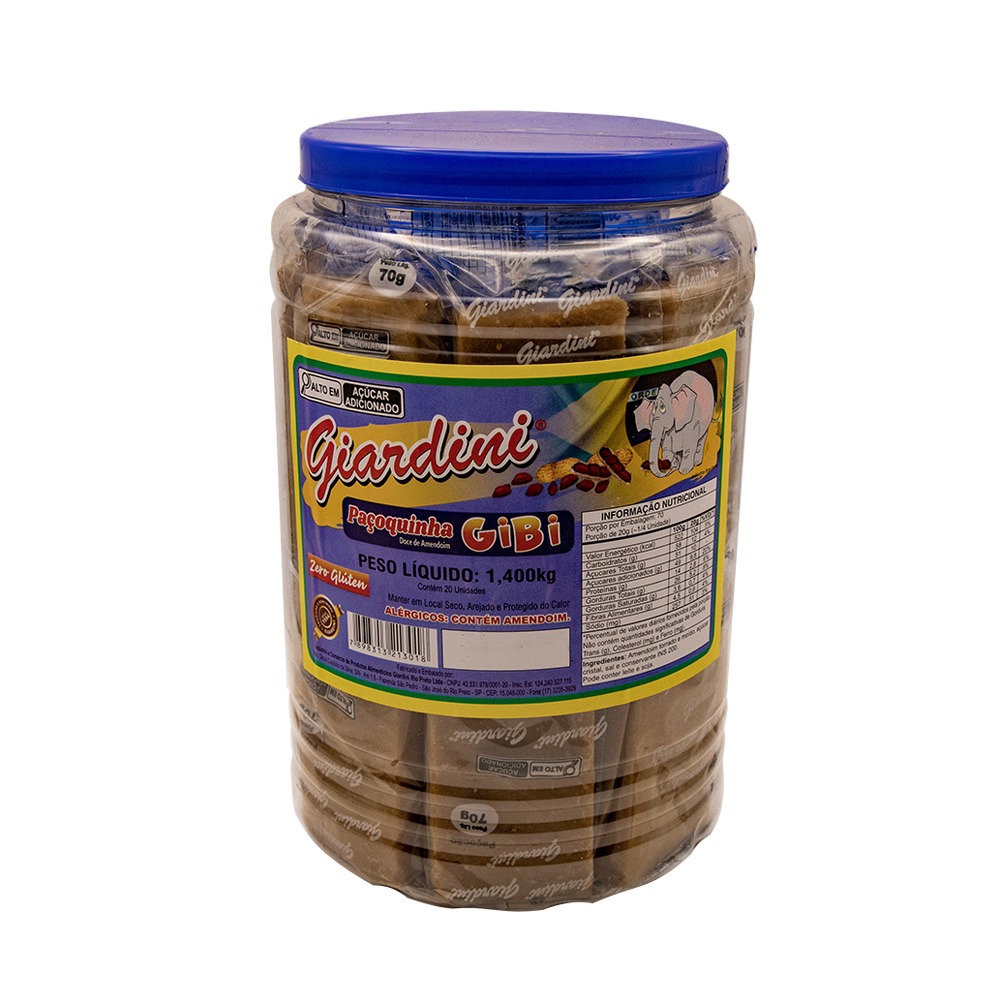 Paçoquinha Gibi - Pote Com 20 Unidades