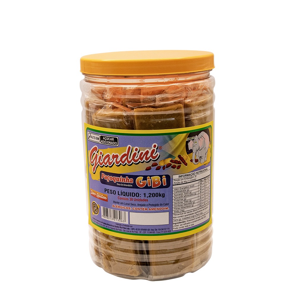 Paçoquinha Gibi - Pote Com 30 Unidades