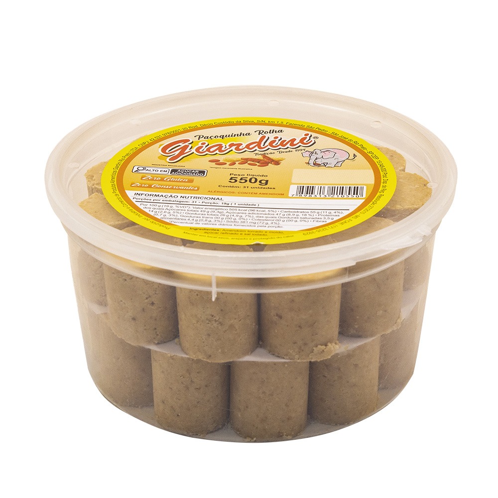 Paçoquinha Rolha - Pote Com 31 Unidades