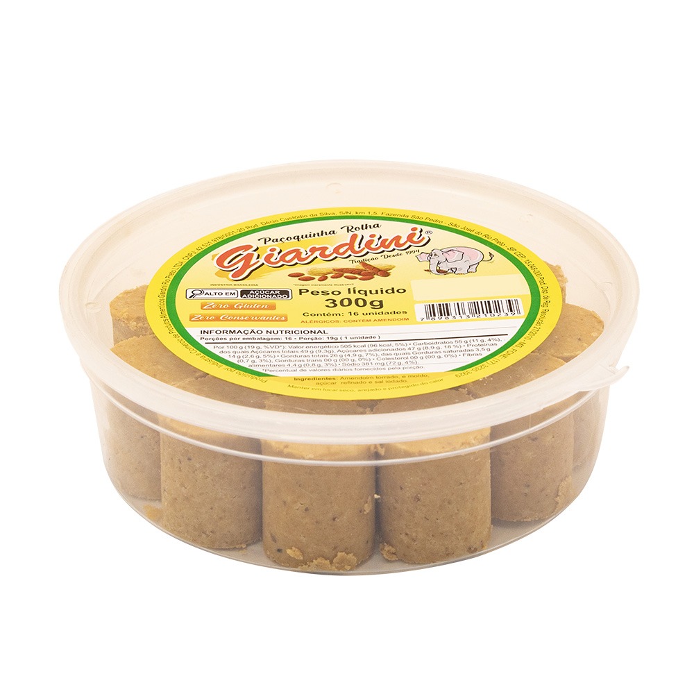 Paçoquinha Rolha - Pote Com 16 Unidades