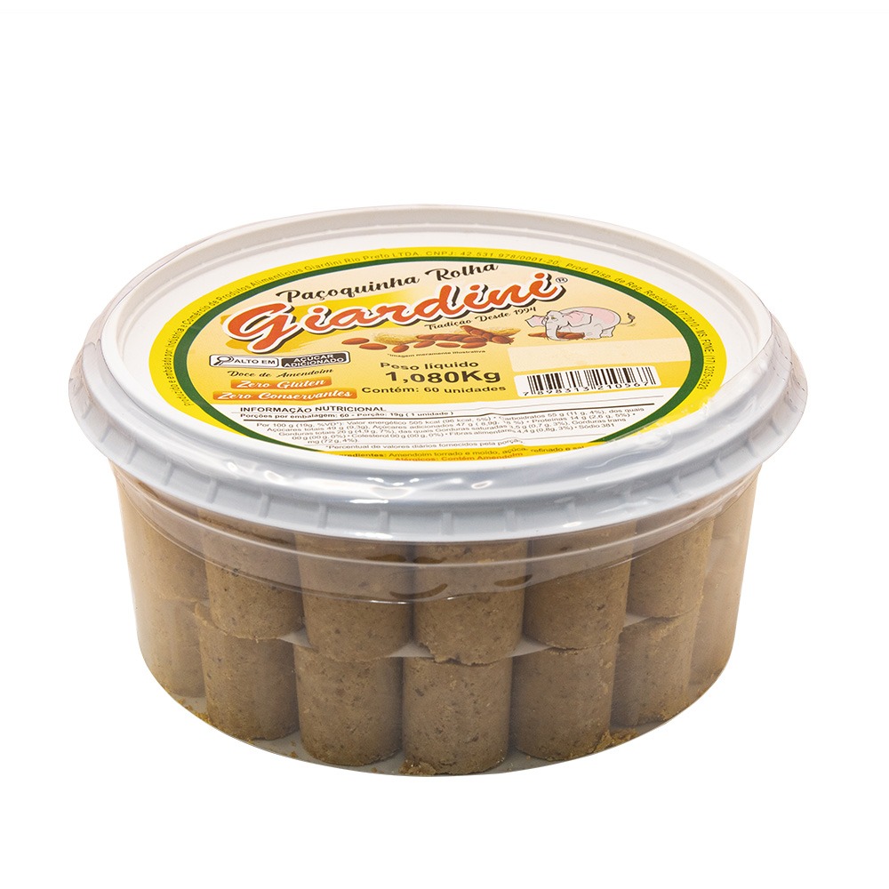 Paçoquinha Rolha - Pote Com 60 Unidades