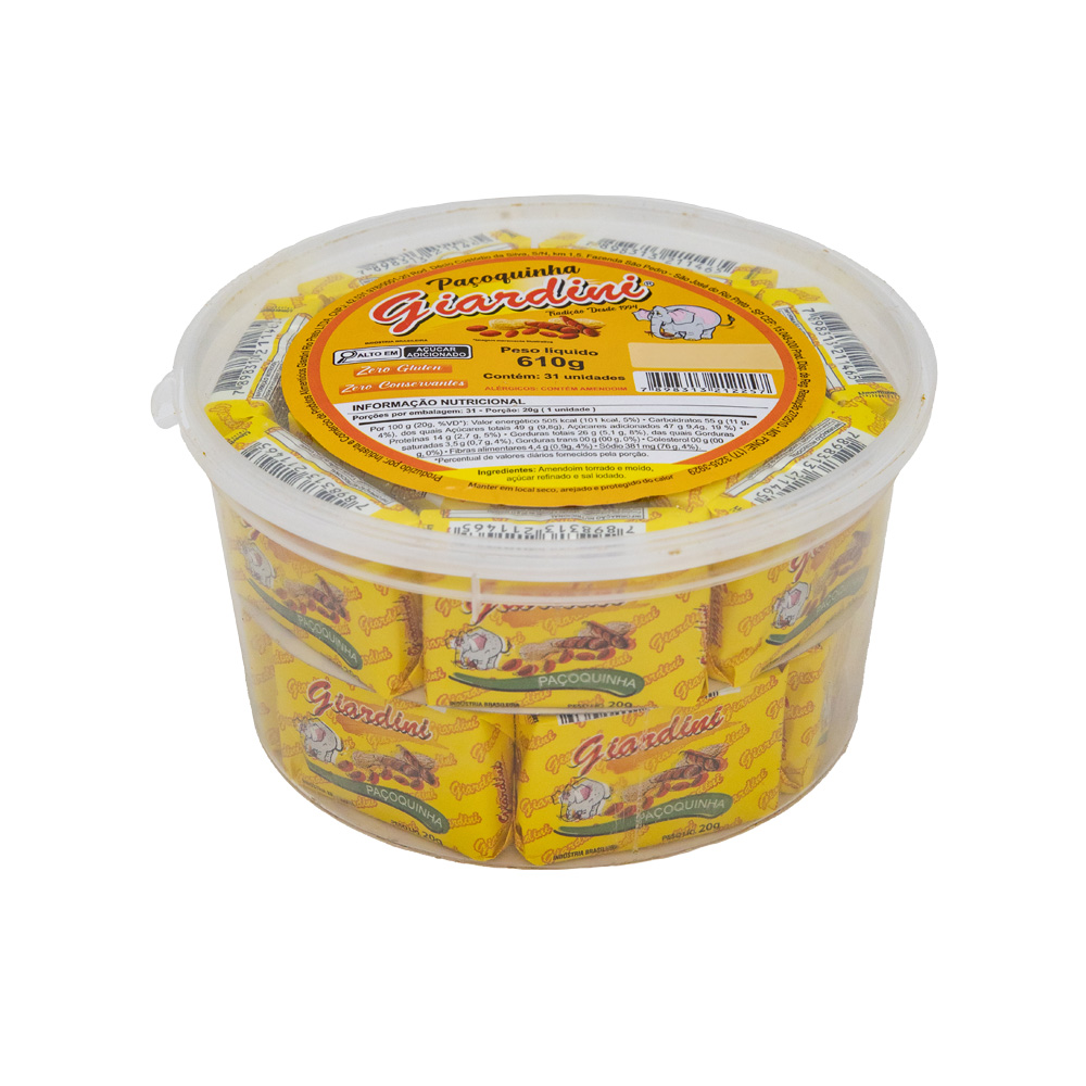 Paçoquinha Creme - Pote Com 31 Unidades